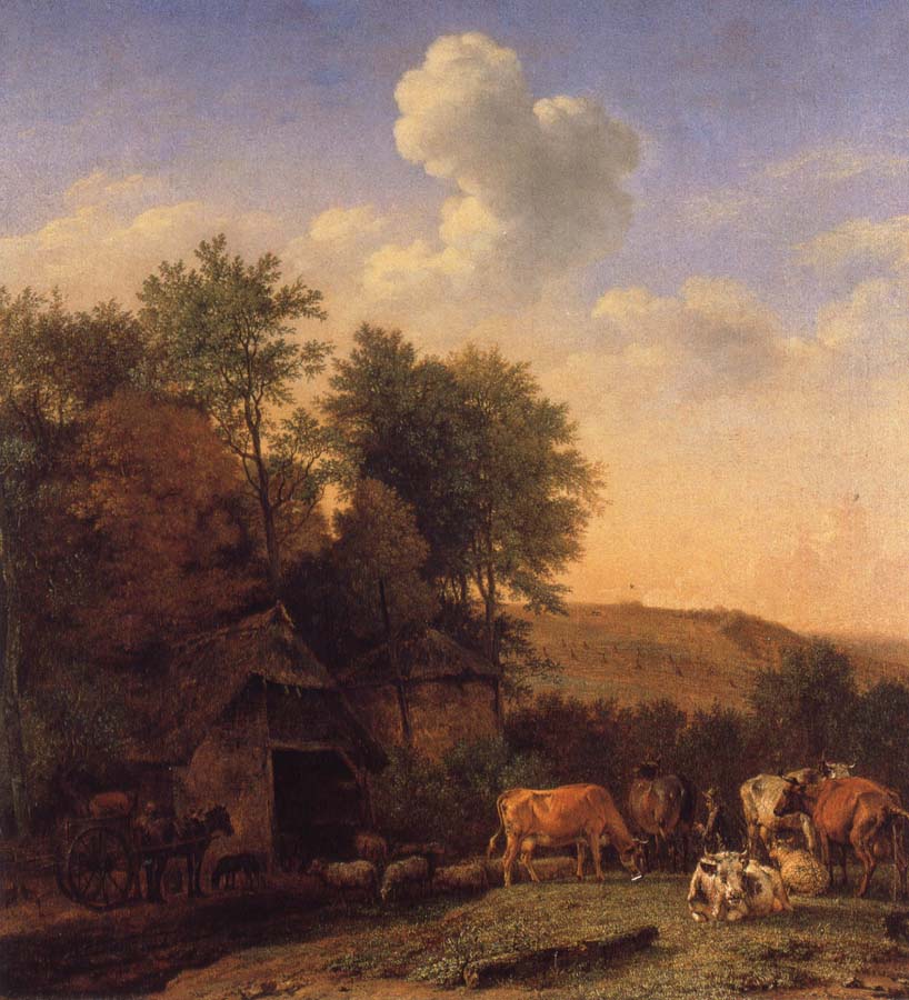 POTTER, Paulus A Landscape with Cows,sheep and horses by a Barn